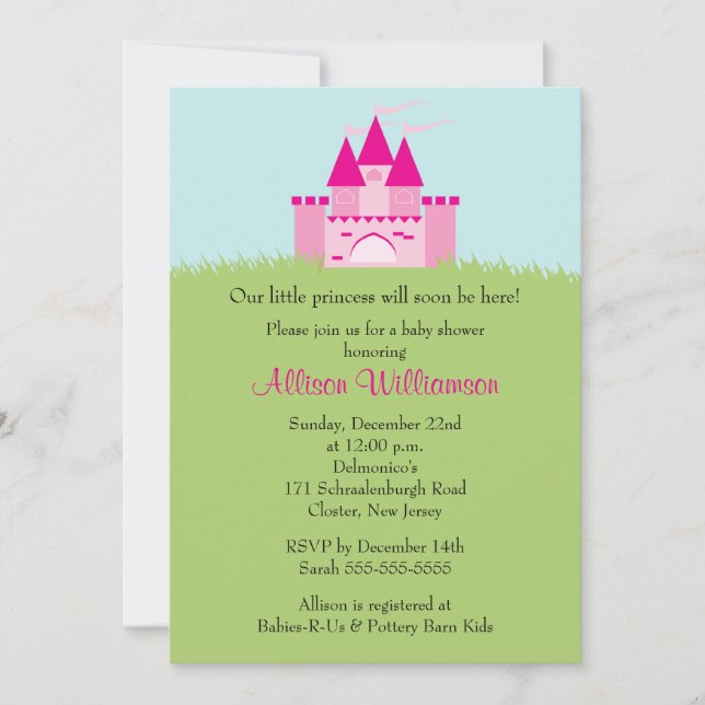 Invitación Princess Castle Baby Shower (Anverso)