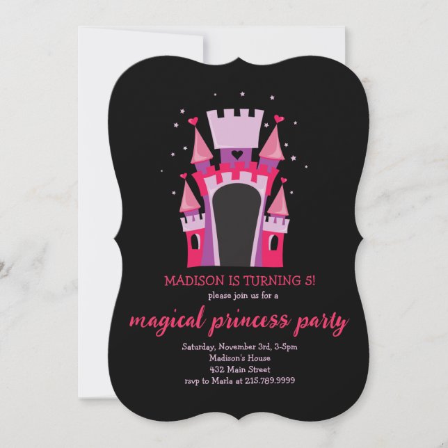 Invitación PRINCESS CASTLE BOUNCE HOUSE Fiesta de cumpleaños (Anverso)