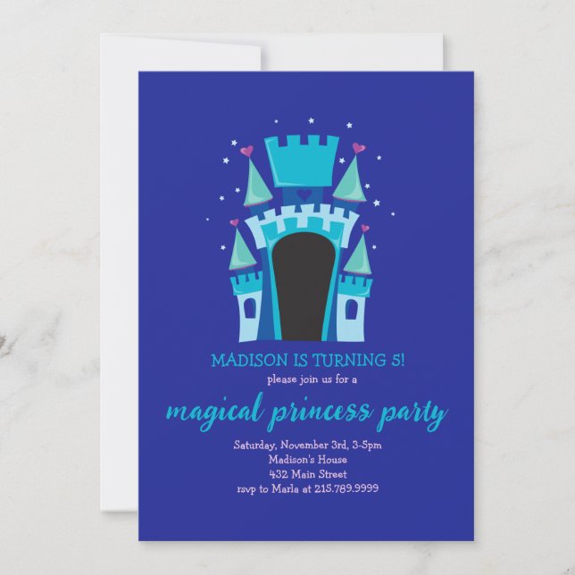 Invitación PRINCESS CASTLE BOUNCE HOUSE Fiesta de cumpleaños (Anverso)