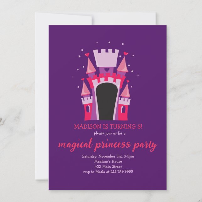 Invitación PRINCESS CASTLE BOUNCE HOUSE Fiesta de cumpleaños (Anverso)
