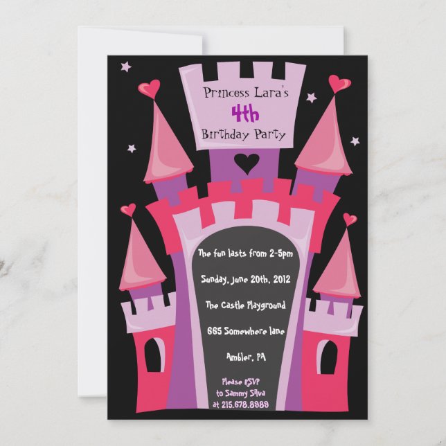 Invitación PRINCESS CASTLE Fiesta de cumpleaños (Anverso)