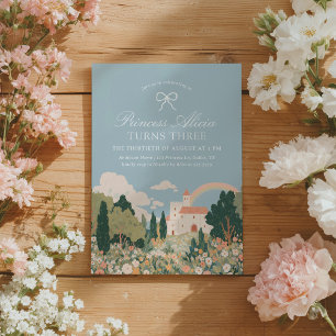 Invitación Princess Castle Floral Fairytale Cumpleaños