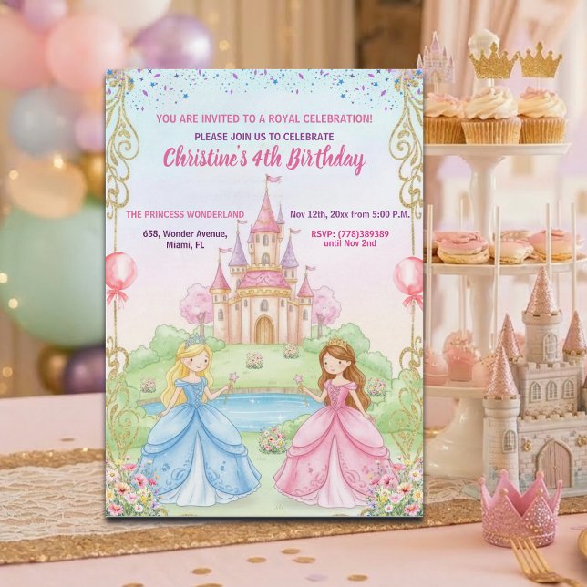 Invitación Princess Castle Royal 4th Birthday Party (Subido por el creador)