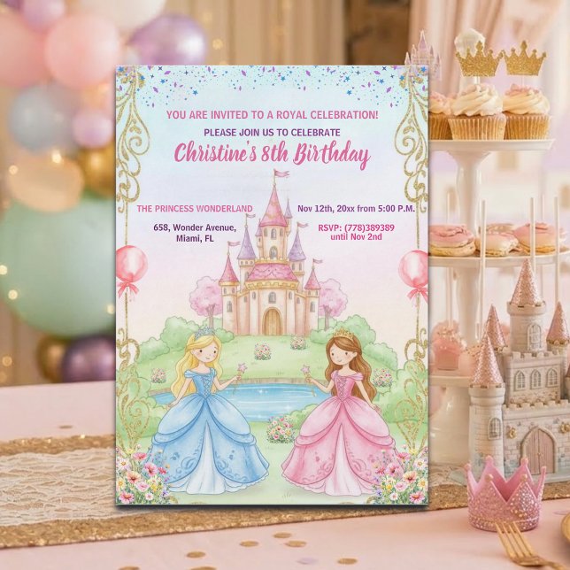 Invitación Princess Castle Royal 8th Birthday Party (Subido por el creador)