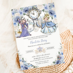 Invitación Princess Cinderella Fairytale Nacimiento Floral Az