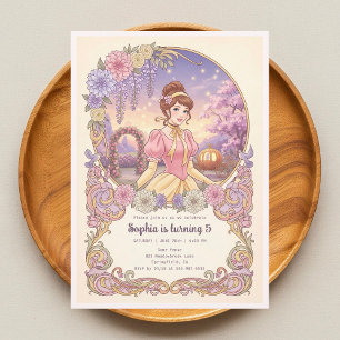 Invitación Princess Cinderella Floral Birday