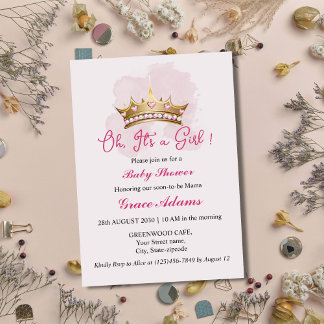 Invitación Princess Crown (baby girl) Baby Shower Invitation