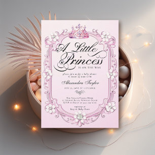 Invitación Princess Crown Diamonds Pearl Girl Shower