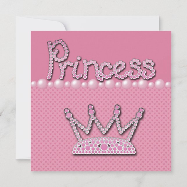 Invitación Princess Crown Shoes & Jewel Pacifier Baby Shower (Anverso)
