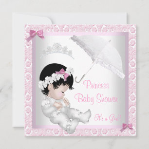 Invitación Princess Cute Baby Shower Bonito Rosa Lace