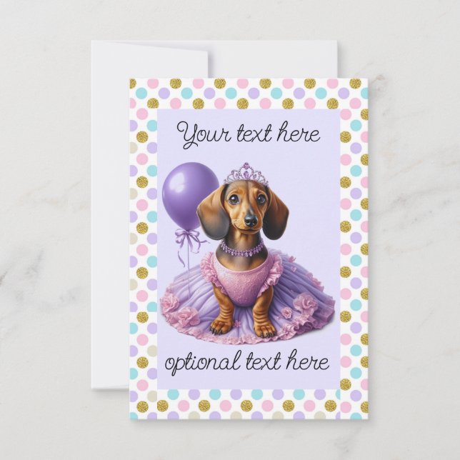 Invitación Princess Dachshund Fiesta (Anverso)