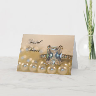 Invitación Princess Diamond Ring White Pearls Bridal Shower