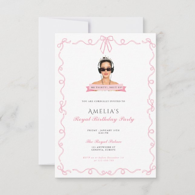 Invitación Princess Diaries 30th Birthday milenial Invitation (Anverso)