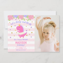 Invitación Princess Dinosaur Birthday Photo Invitation