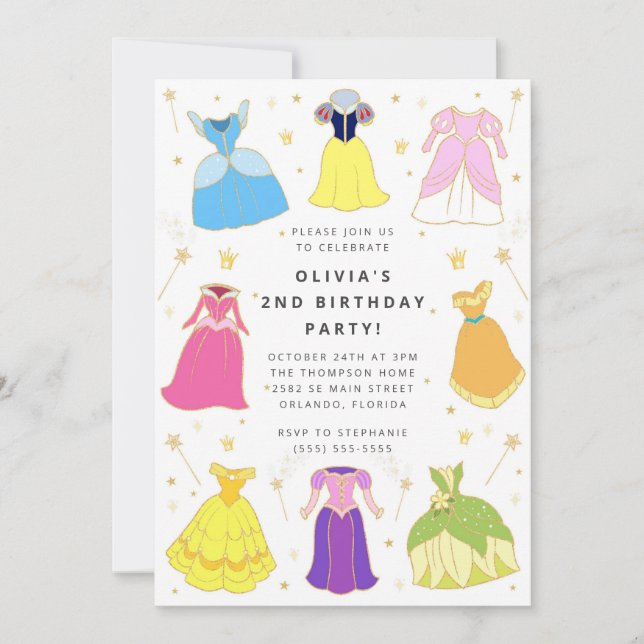 Invitación Princess Dress Girl Birthday Collage Invitation (Anverso)