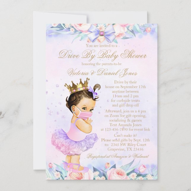 Invitación Princess Drive by Baby Shower (Anverso)