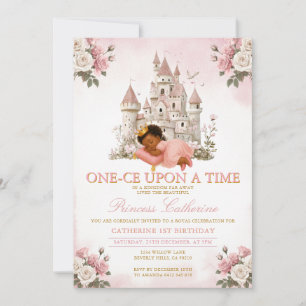 Invitación Princess ÉRASE Una vez 1er cumpleaños Castillo