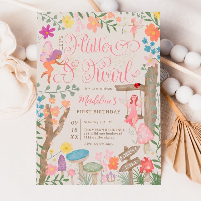 Invitación Princess fairy mushrooms flor moda 1 cumpleaños (Subido por el creador)