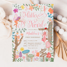 Invitación Princess fairy mushrooms flor moda 1 cumpleaños