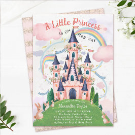 Invitación Princess Fairytale Castle Bunny Baby Girl Shower