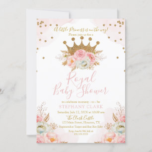 Invitación Princess Floral Pink & Gold Baby Shower Invitation