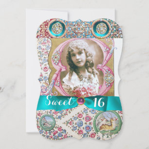 INVITACIÓN PRINCESS FLORAL SWEET 16 FIESTA DE CUMPLEAÑOS CON 