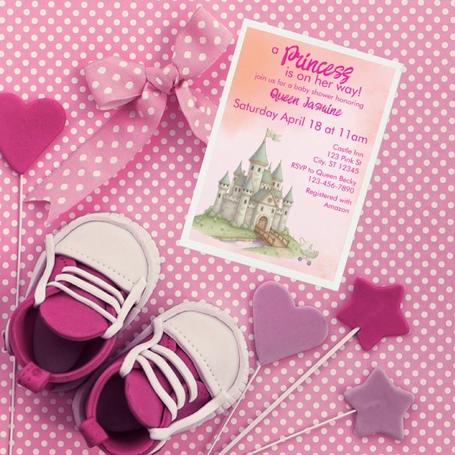 Invitación Princess on her way, castle baby shower (Subido por el creador)