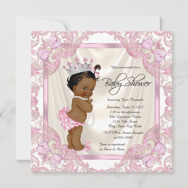 Invitación Princess Pearl Ethnic Baby Shower (Anverso)
