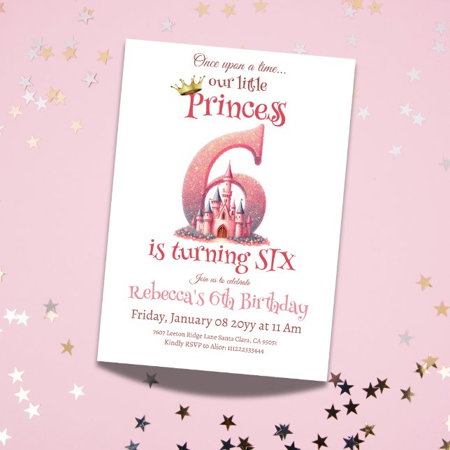 Invitación Princess Pink Castle Chica Sexto Cumpleaños (Subido por el creador)