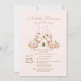 Invitación Princess Pink Gold Castle Baby Shower