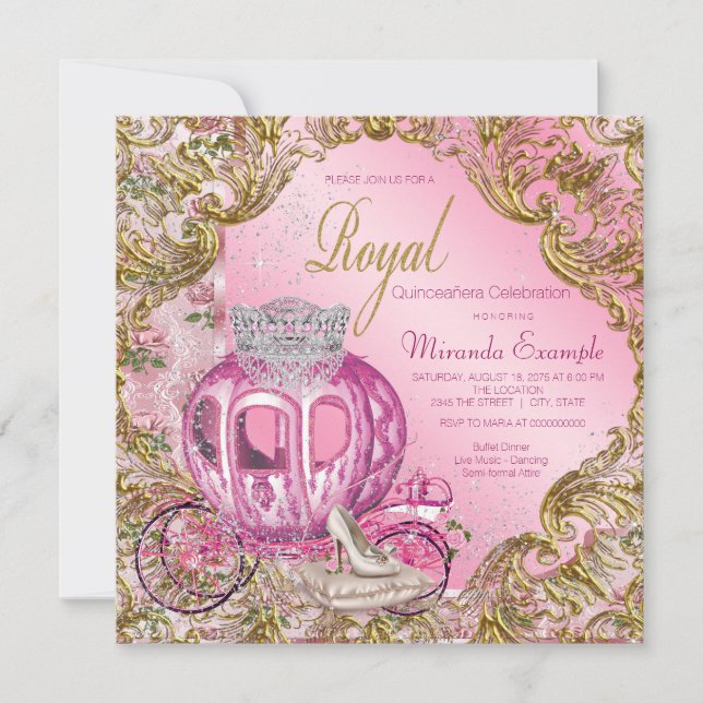 Invitación Princess Quinceañera (Anverso)