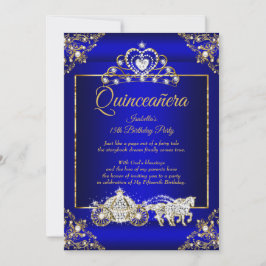 Invitación Princess Quinceanera Elite Royal Blue Gold
