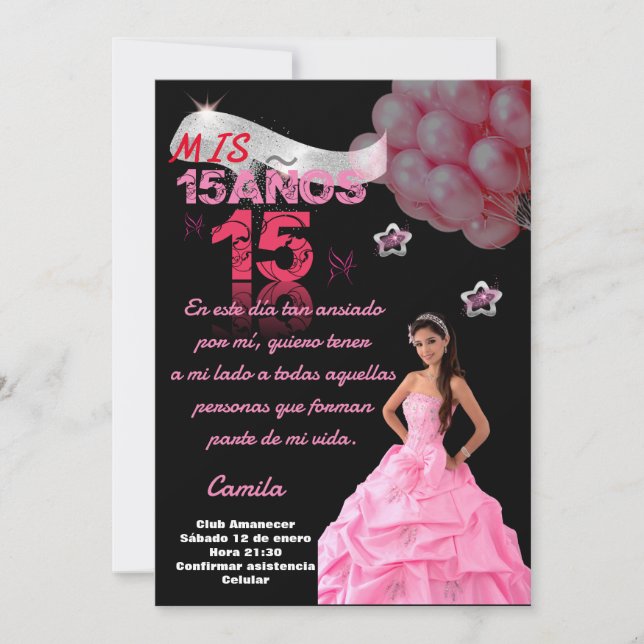 INVITACIÓN PRINCESS QUINCEAÑERA INVITATION  DIGITAL (Anverso)