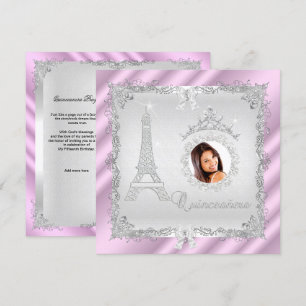 Invitación Princess Quinceañera Mágico Rosa Plateado Foto 2