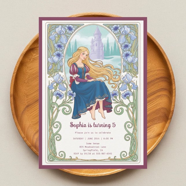 Invitación Princess Rapunzel Floral Art Nouveau Birthday (Subido por el creador)