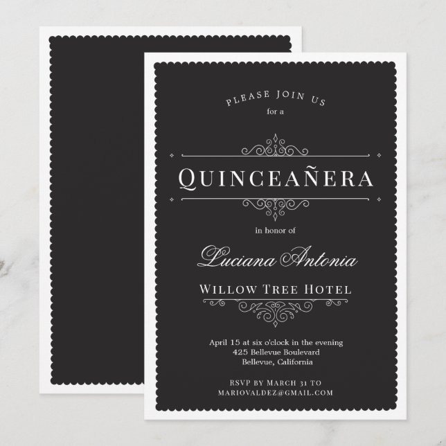 Invitación Princess Royal Elegant Quinceanera (Anverso / Reverso)