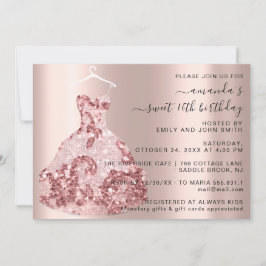 Invitación Princess Royal Rosa Vestido Dulce 16ª Quinceañera