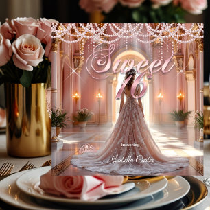 Invitación Princess Sweet 16 Birthday Party Rubor Pink