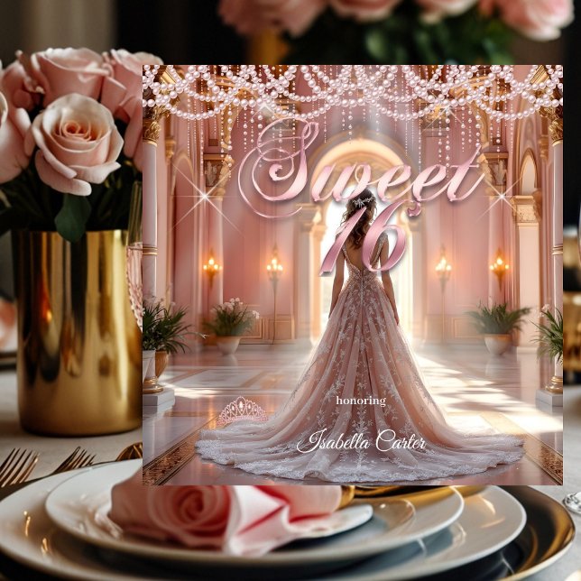 Invitación Princess Sweet 16 Birthday Party Rubor Pink (Subido por el creador)