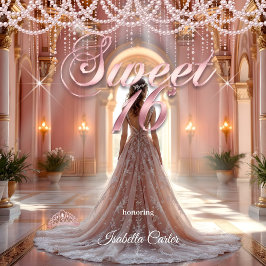 Invitación Princess Sweet 16 Birthday Party Rubor Pink