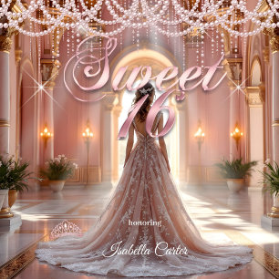 Invitación Princess Sweet 16 Birthday Party Rubor Pink
