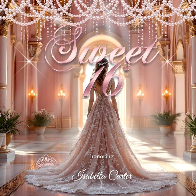 Invitación Princess Sweet 16 Birthday Party Rubor Pink (Subido por el creador)