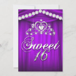 Invitación Princess Sweet 16 Fiesta Purple Drape Tiara
