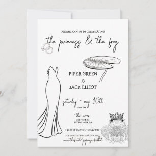 Invitación Princess & The Frog - B&W - Parejas Ducha Invitada