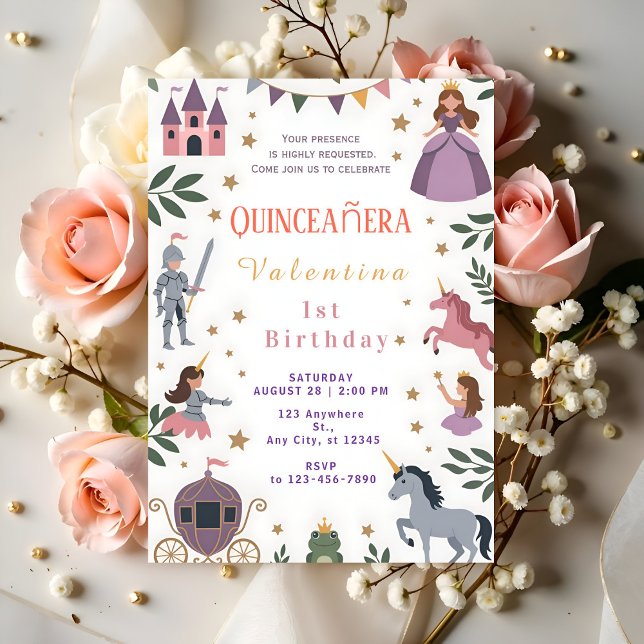 Invitación Princess Unicornio Castillo 1er Cumpleaños (Subido por el creador)