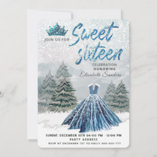 Invitación Princess Watercolor invierno wonderland dulce 16