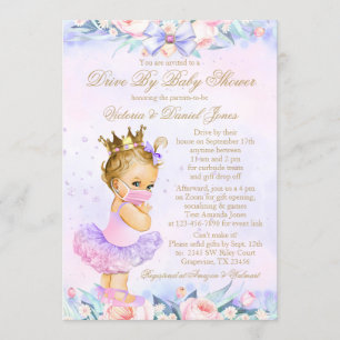 Invitación Princess With Mask Drive De Baby Shower