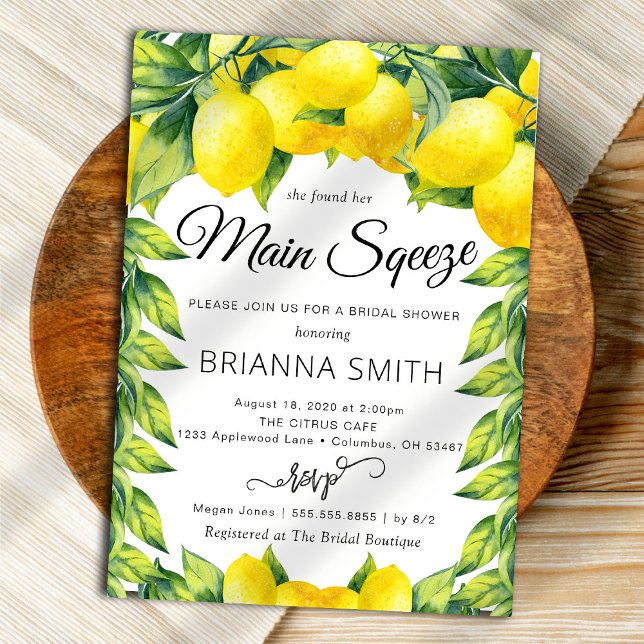 Invitación principal de la ducha de la novia limón (Subido por el creador)