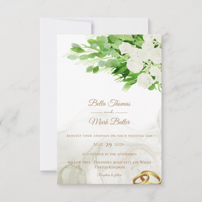 Invitación principal del boda floral (Anverso)