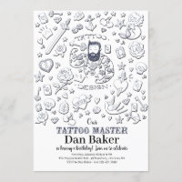 Invitación principal del cumpleaños del tatuaje